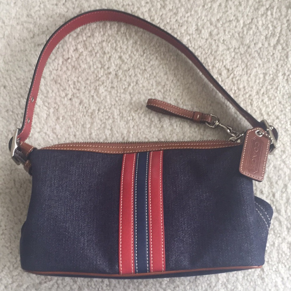 Coach blue denim hand bag